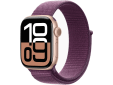 Apple Watch Series 10 GPS + Cellular 46mm Rose Gold Aluminium Case with Plum Sport Loop