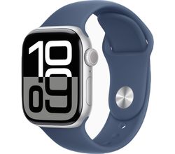 Apple Watch Series 10 GPS + Cellular 42mm Silver Aluminium Case with Denim Sport Band - S/M Apple