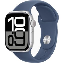 Apple Apple Watch Series 10 GPS + Cellular 42mm Silver Aluminium Case with Denim Sport Band - S/M 