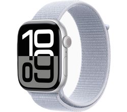 Apple Watch Series 10 GPS + Cellular 46mm Silver Aluminium Case with Blue Cloud Sport Loop Apple