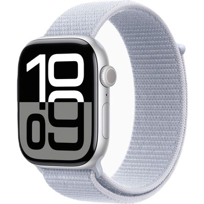 Apple Watch Series 10 GPS + Cellular 46mm Silver Aluminium Case with Blue Cloud Sport Loop Apple