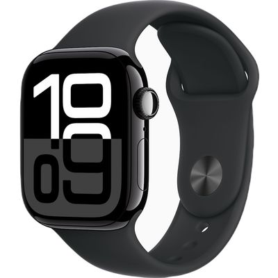 Apple Watch Series 10 GPS 42mm Jet Black Aluminium Case with Black Sport Band - S/M  Apple