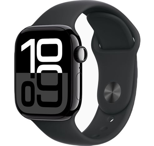 Apple Watch Series 10 GPS + Cellular 42mm Jet Black Aluminium Case with Black Sport Band - M/L  Apple