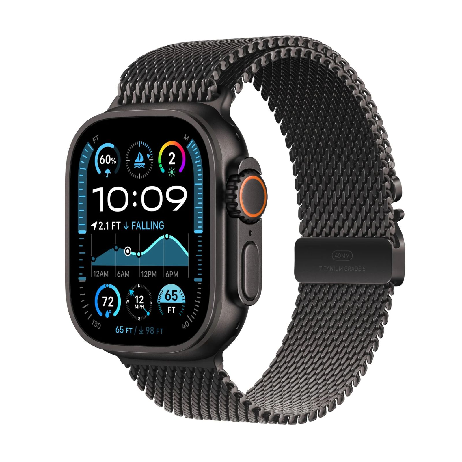 Apple Watch Ultra 2 GPS + Cellular 49mm Black Titanium Case with Black Titanium Milanese Loop - S