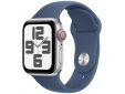 Apple Watch SE 2024 GPS + Cellular 40mm Silver Aluminium Case Denim Sport Band S/M