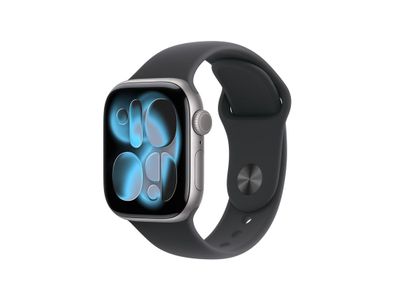 Apple Watch Series 11 GPS + Cellular 42mm Space Grey Aluminium Case with Black Sport Band - M/L