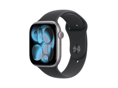 Apple Watch Series 11 GPS + Cellular 46mm Space Grey Aluminium Case with Black Sport Band - M/L