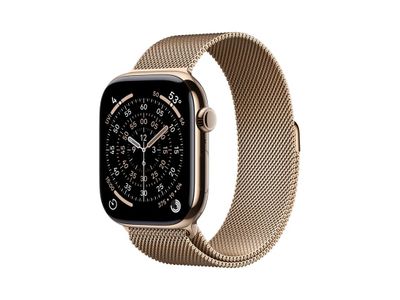 Apple Watch Series 11 GPS + Cellular 46mm Gold Titanium Case with Gold Milanese Loop - S/M