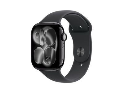 Apple Watch Series 11 GPS 46mm Jet Black Aluminium Case with Black Sport Band - M/L