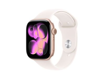 Apple Watch Series 11 GPS 46mm Rose Gold Aluminium Case with Light Blush Sport Band - S/M