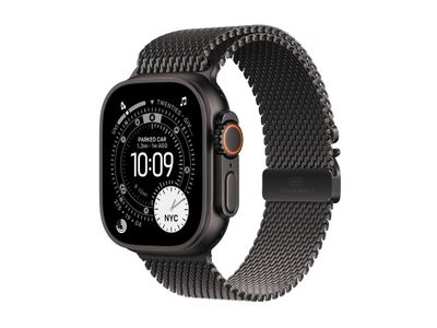Apple Watch Ultra 3 GPS + Cellular 49mm Black Titanium Case with Black Titanium Milanese Loop - Large