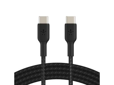 BOOSTCHARGE gevlochten USB-C/USB-C-kabel (1 m, zwart)