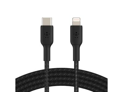 BOOSTCHARGE gevlochten USB-C/Lightning-kabel (1 m, zwart)