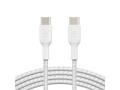 BOOSTCHARGE gevlochten USB-C/USB-C-kabel (1 m, wit)