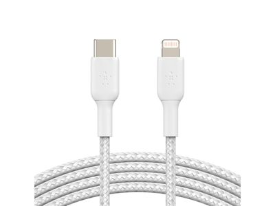 BOOSTCHARGE gevlochten USB-C/Lightning-kabel (1 m, wit