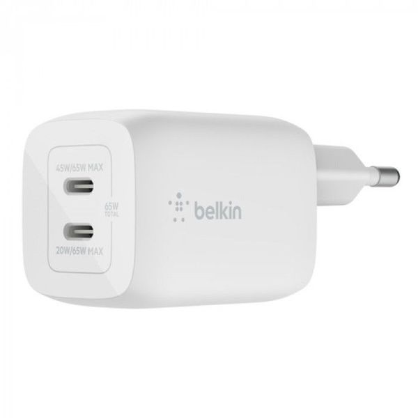 Belkin BOOSTCHARGE PRO 2-poorts USB-C® GaN-wandlader met PPS (65 W) WCH013vfWH