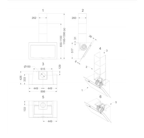 7830 Wandkap Vision 90cm zwart glas  Novy