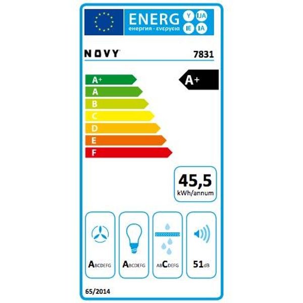 7831 Hotte murale Vision 90cm verre blanc 