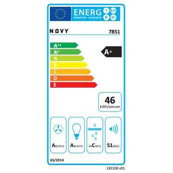 7851 Hotte murale Vision 75cm verre blanc 