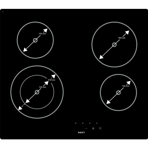 Novy 1109 Vitrokeramische kookplaat BASIC 59 cm 4 zones