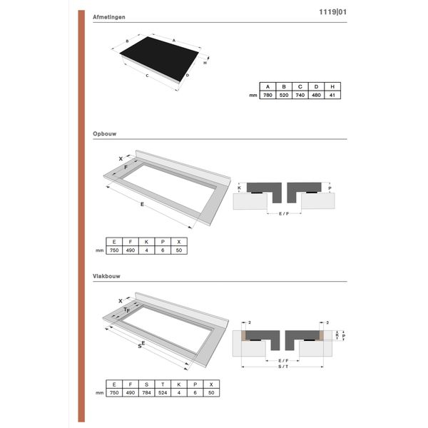 Novy 1119 Vitrokeramische kookplaat BASIC 78 cm 4 zones