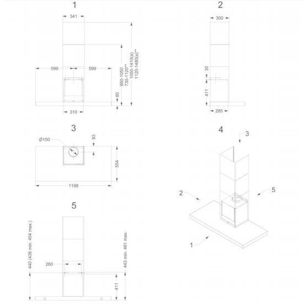 Novy 7612 Wandkap Flatline 120 cm zwart