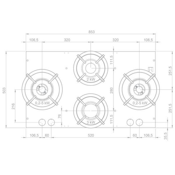 56010 Dempo Top zwart 90 cm 4 zones 