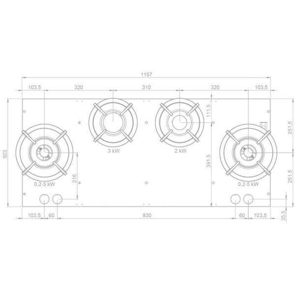 56014 Drum Top zwart 120 cm 4 zones 