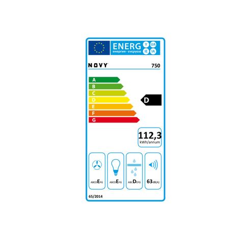 750 Onderbouwkap met gel. demp 100 cm 2x motor inox  Novy