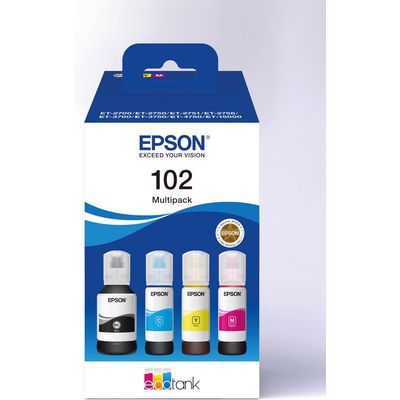 Inkt 102 EcoTank Combipack Zwart, Cyaan, Geel, Magenta  Epson