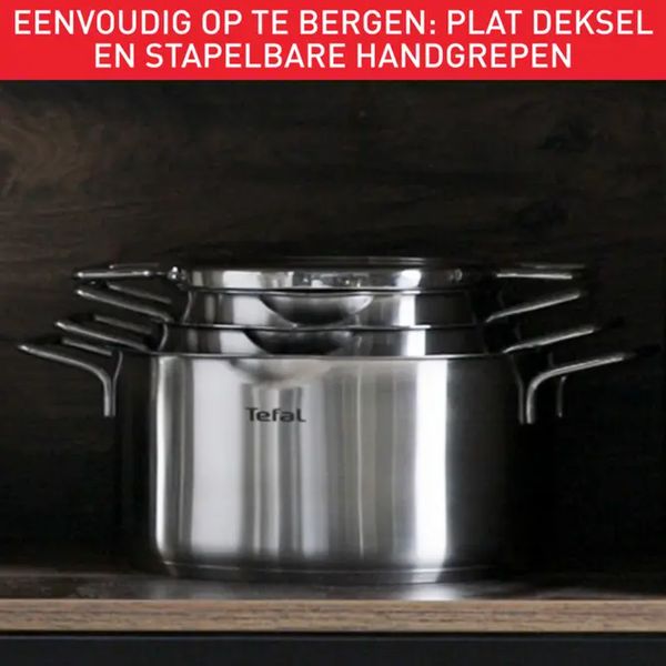 Tefal H852S325 Nordica Set van 3 inox kookpotten 16/20/24 cm + 3 deksels