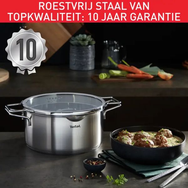 Tefal H852S325 Nordica Set van 3 inox kookpotten 16/20/24 cm + 3 deksels