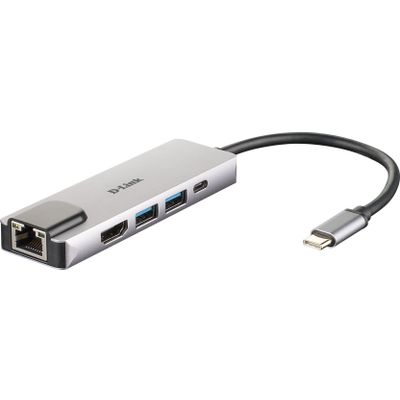 5-in-1 USB-C-hub met HDMI/Ethernet en stroomvoorziening DUB-M520  D-Link