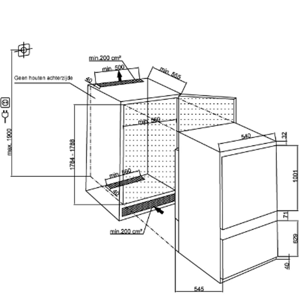 Beko Koelkast inbouw BCSA285E4SN