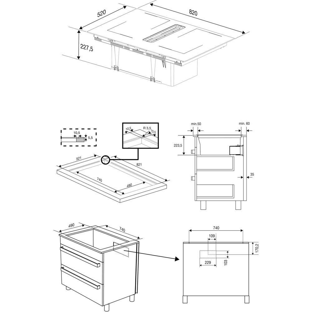 Beko Kookplaat met afzuiging HIXI84700UP