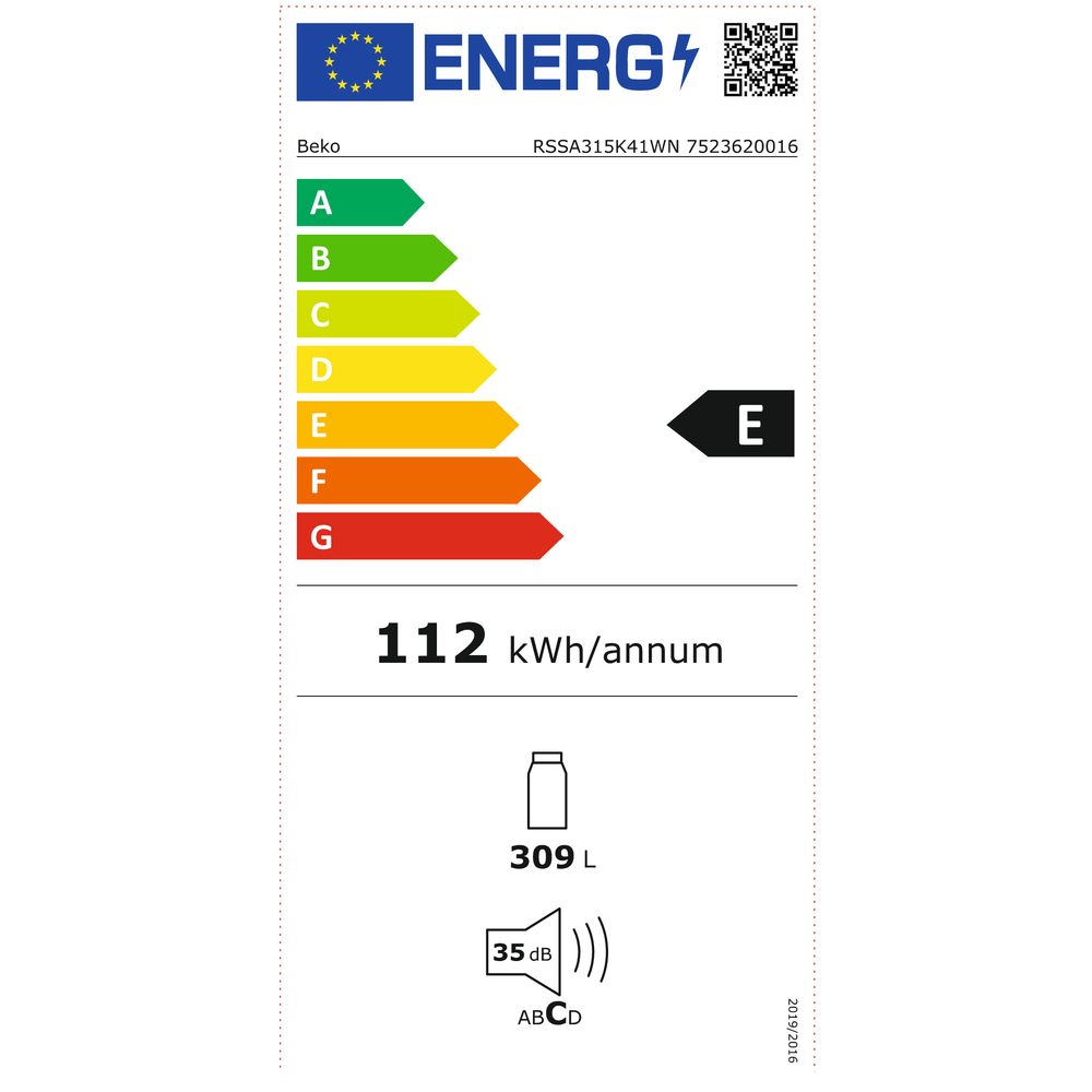 Beko Koelkast vrijstaand RSSA315K41WN