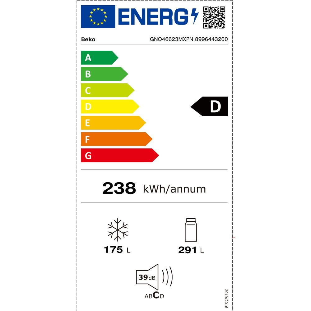 Beko Koelkast vrijstaand GNO46623MXPN