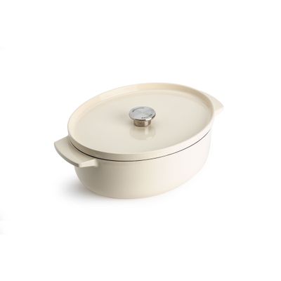 Cast Iron stoofpot ovaal 30cm Cream  KitchenAid