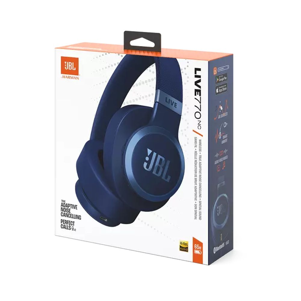 JBL Hoofdtelefoon - oortjes Live 770NC draadloos over-ear True adaptive Noise Cancelling Blue