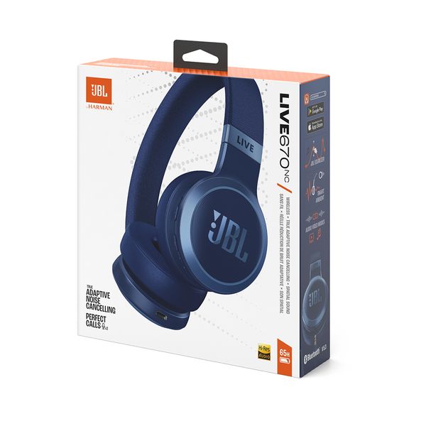 JBL LIVE 670NC Wireless On-Ear Noise-Cancelling Headphones Blue