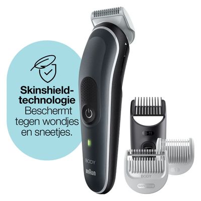 Lichaamsverzorger 5 BG5340, met SkinShield-technologie en 3 opzetstukken.  Braun