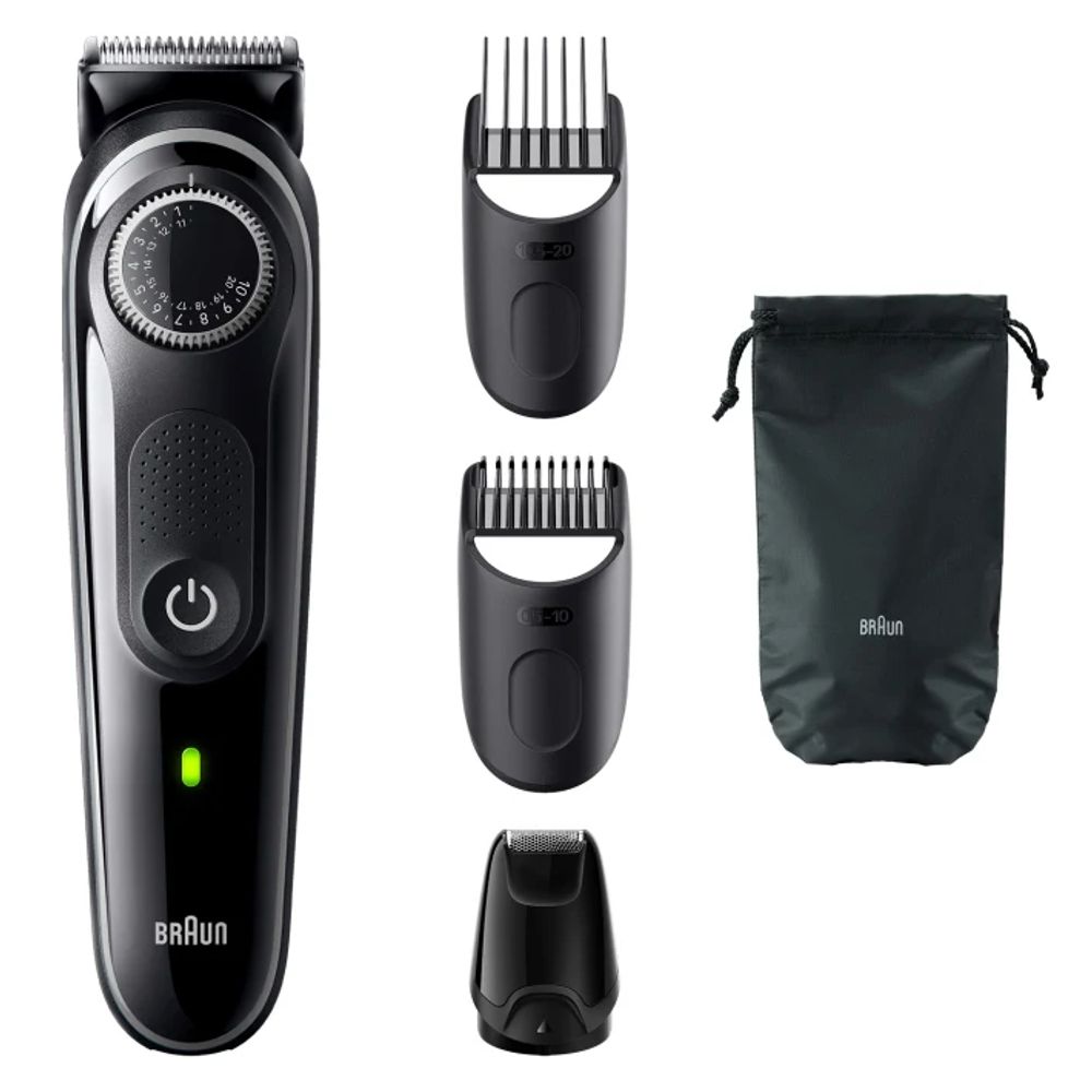 Braun Baardtrimmer Baardtrimmer 3 BT3440 met precisiewiel, 4 stylingtools, 80 min gebruikstijd, grijs