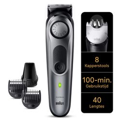 Braun Pro Baardtrimmer 7 BT7420 met ProBlade, precisiewiel, 8 kapperstools, 100 min. gebruikstijd, grijs 