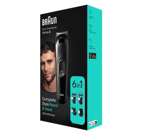 6-in-1 Style Kit 3 MGK3420 baard, haar. Met 50 min. gebruikstijd, zwart  Braun