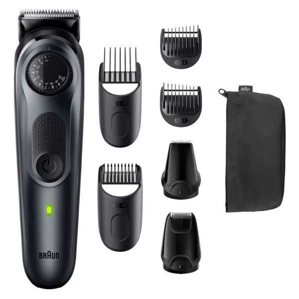 Braun Baardtrimmer 5 BT5450 met precisiewiel, 6 stylingtools, 100 min. gebruikstijd, grijs