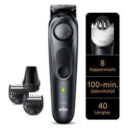 Braun Pro Baardtrimmer 7 BT7441 met ProBlade, Precisiewiel, 8 kapperstools, 100 min. gebruikstijd, grijs 