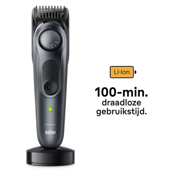 Braun Pro Baardtrimmer 7 BT7441 met ProBlade, Precisiewiel, 8 kapperstools, 100 min. gebruikstijd, grijs