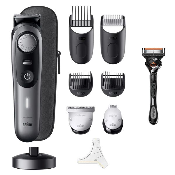 Braun Pro Baardtrimmer 9 BT9420 met ProBlade, ProWheel, vergrendeling, 10 kapperstools, 180 min. gebruikstijd, grijs