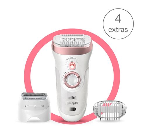 Silk-épil 9-720 Wet & Dry epilator met 4 extra’s incl. scheerkop.  Braun