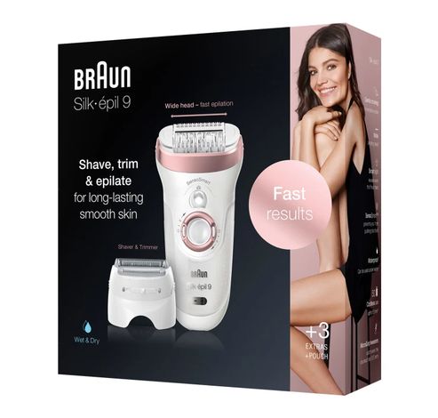 Silk-épil 9-720 Wet & Dry epilator met 4 extra’s incl. scheerkop.  Braun